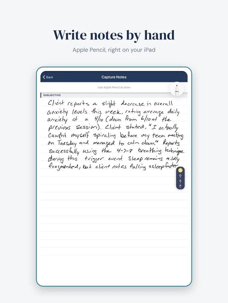Practice Pad handwriting canvas on iPad